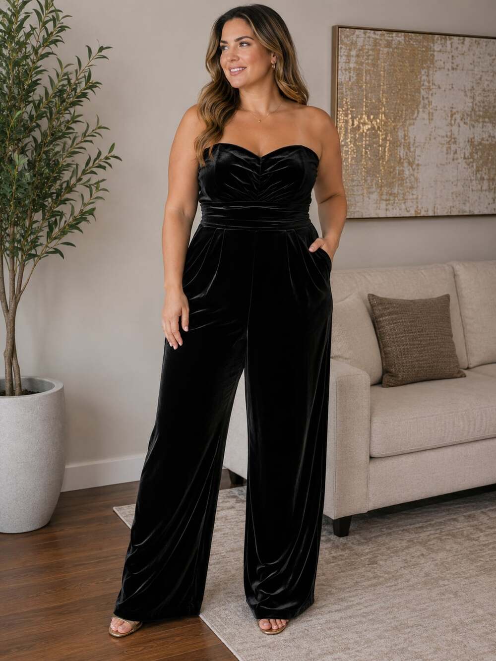 Look in Sharp Boutique Ace of Spades Strapless Velvet Wide Leg Jumpsuit
M08JC